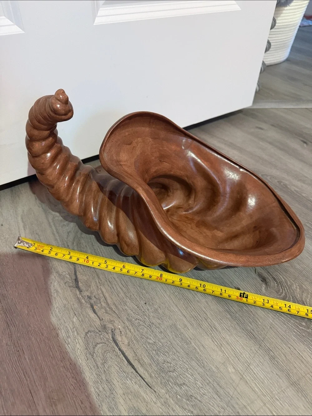 Vintage Japan Faux Wood Cornucopia Horn of Plenty Planter Bowl 💕